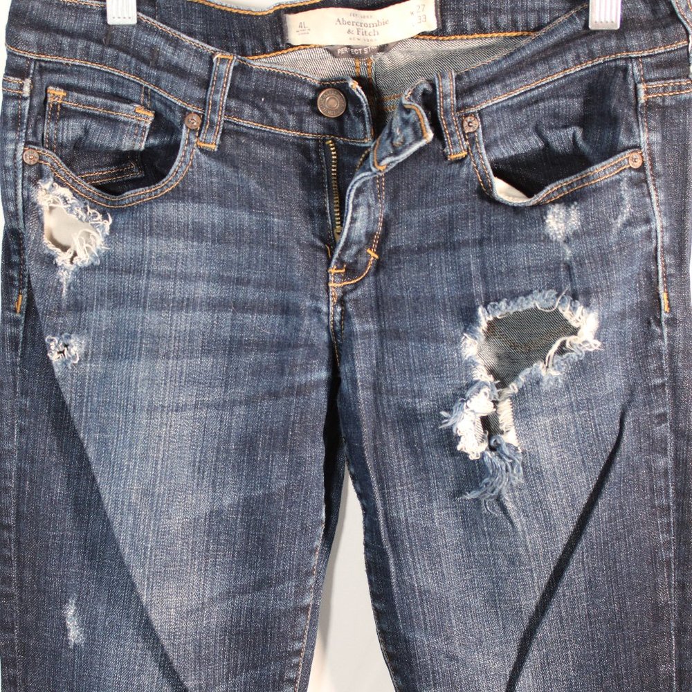 Dark wash Destroyed Denim